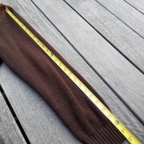 Vintage 70s Suede Leather Sweater Jacket Mens Medium Brown Orange Retro Stripe - Picture 5 of 15